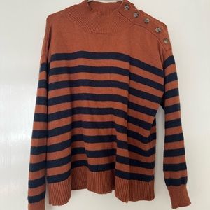 Loft, medium cowl neck button stripe sweater